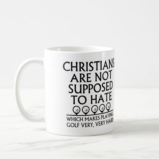 Kristna Förväntas Inte Hata Golf Golfande Kaffemugg (Vänster)