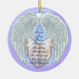 Kristna frukter av andan julgransprydnad keramik