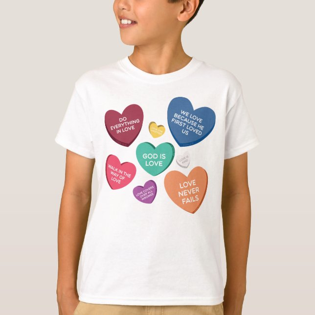 Kristna godis hjärtan t shirt (Framsida)