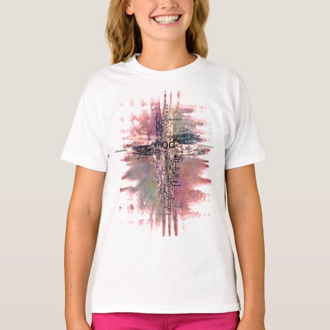 Kristna grunge-ord kors t shirt (Framsida)