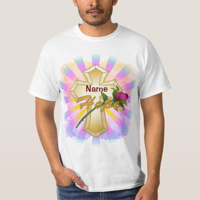 Kristna Hoppets Rosenkors T Shirt (Framsida)