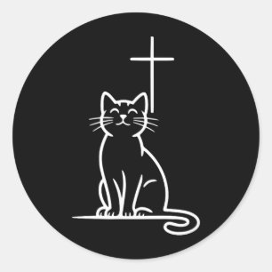 Kristna huskatter älskar Jesus Var glada Runt Klistermärke