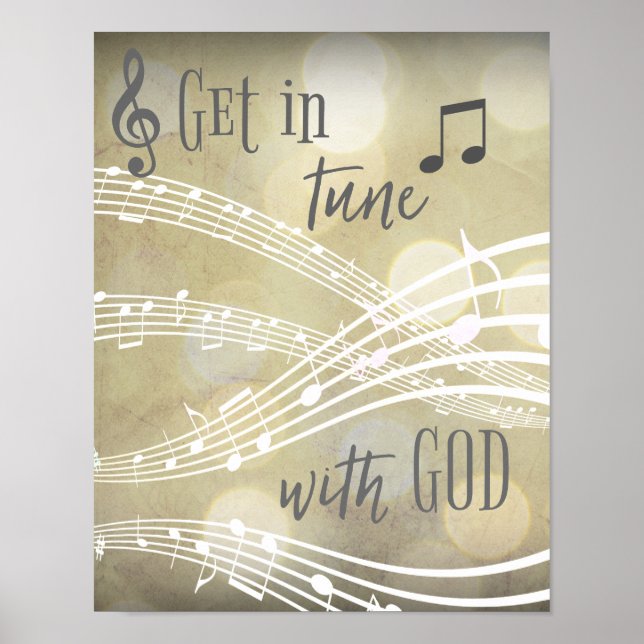 Kristna inspiration: Gå in i Tune med guds citat Poster (Framsidan)