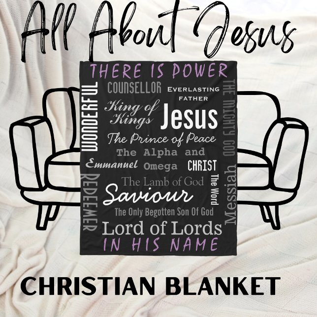 Kristna Jesus Namn Fleecefilt (You Can Change The Font Style/Colors.)
