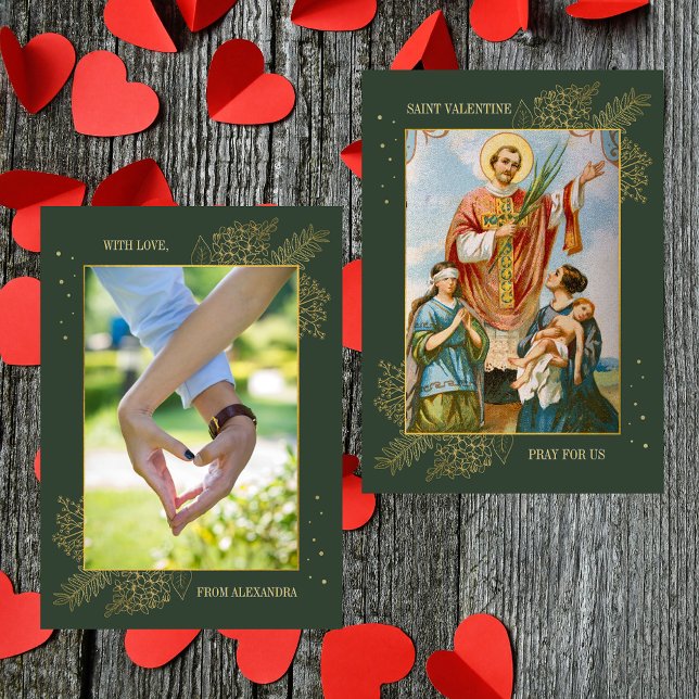 Kristna katolska par Foto Alla hjärtans dag Julkort (Vintage Religious Christian Catholic Custom Photo Saint Valentine's Day Love Holiday Card)