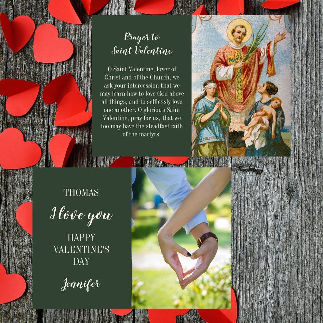 Kristna katolska par Foto Alla hjärtans dag Julkort (Religious Christian Traditional Catholic Saint Valentine's Day Photo Prayer Greetings Holiday Card)