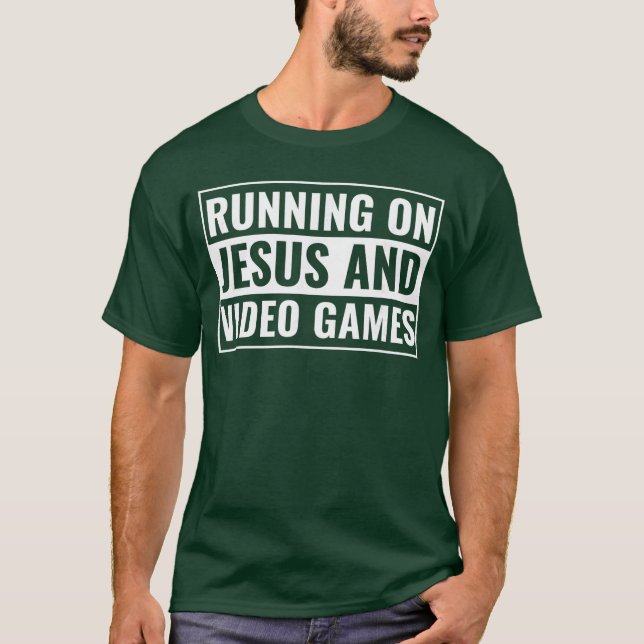 Kristna killar springer på Jesus-videospel T Shirt (Framsida)