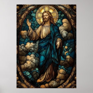 Kristna konst av Glass Jesus - Christian Poster
