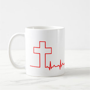 Kristna Kors Hjärtslag Liv EKG ECG Kaffemugg