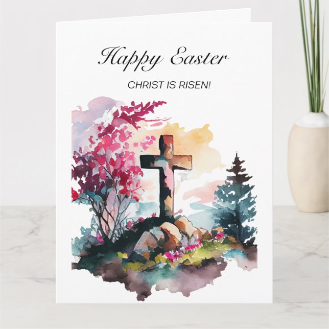 Kristna Korset Jesus Kristus Uppstånden Glad Påsk Kort (Framsida)