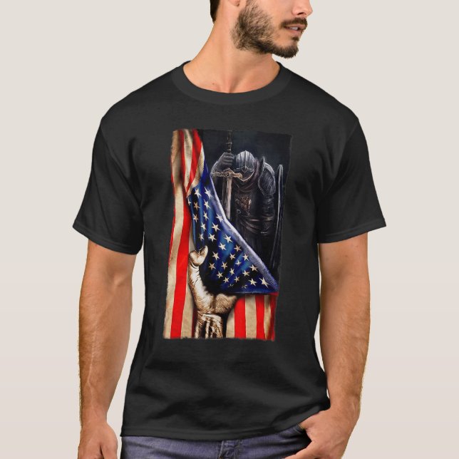Kristna krigare, amerikanska Flagga T Shirt (Framsida)
