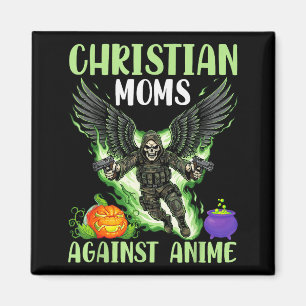 Kristna mammor mot anime skelett ängelvingar magnet
