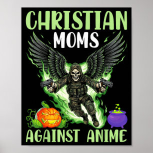 Kristna mammor mot anime skelett ängelvingar poster