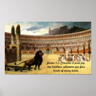 Kristna martyr för James 1:2 i bönaffisch Poster