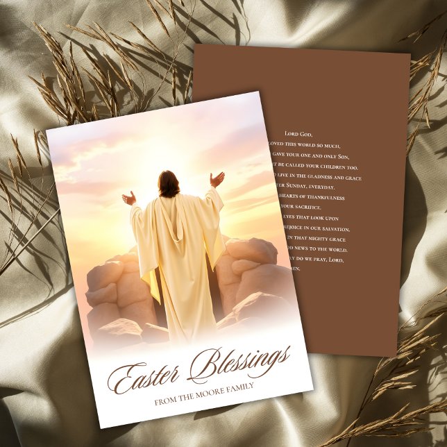 Kristna påsksegen Pascha-bön Julkort (Personalized Christian Easter Blessings Card He Has Risen Pascha Greeting)