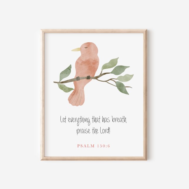 Kristna Psaltaren 150:6 Akvarell Fågel Konst Poster (Skapare uppladdad)