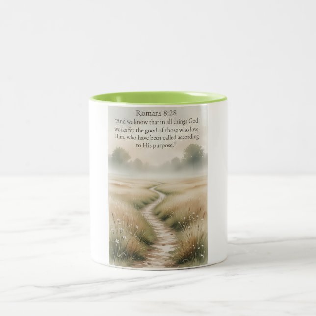 Kristna romarna 8:28 Bibelvers Kaffe Mugg (Center)