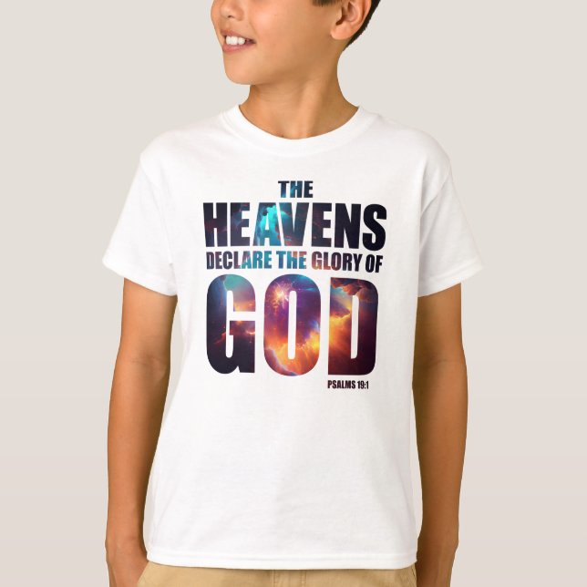 Kristna skapelse: Heavens Deklarate Glory of GOD T Shirt (Framsida)