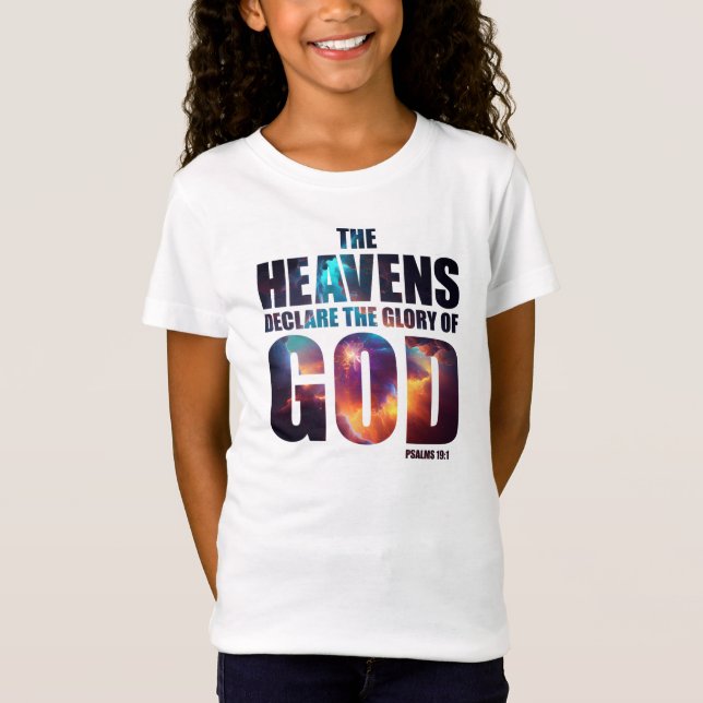 Kristna skapelse: Heavens Deklarate Glory of GOD T Shirt (Framsida)
