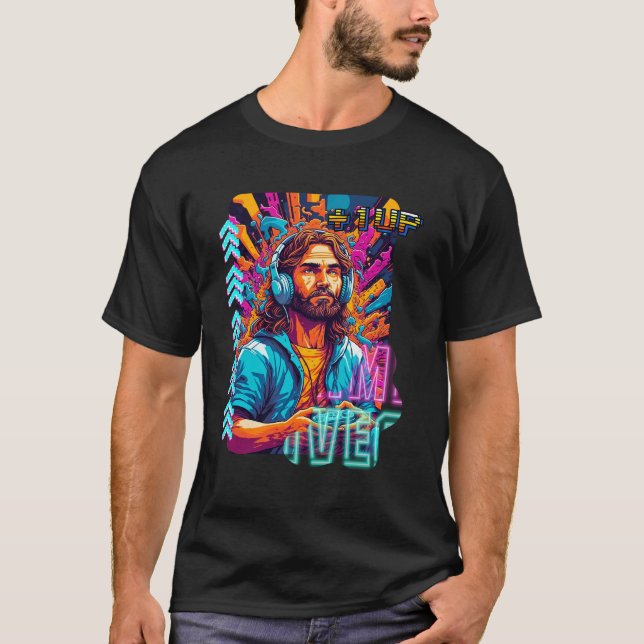Kristna spelspelspelare med spelkontur t shirt (Framsida)