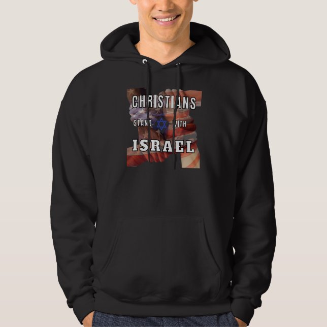 Kristna står med Israels amerikanska Flagga Patrio Hoodie (Framsida)