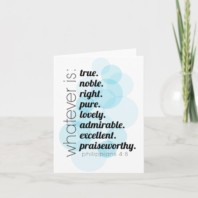 Kristna tidningar Filippinerna 4:8 spelar ingen ro Kort (Framsida)