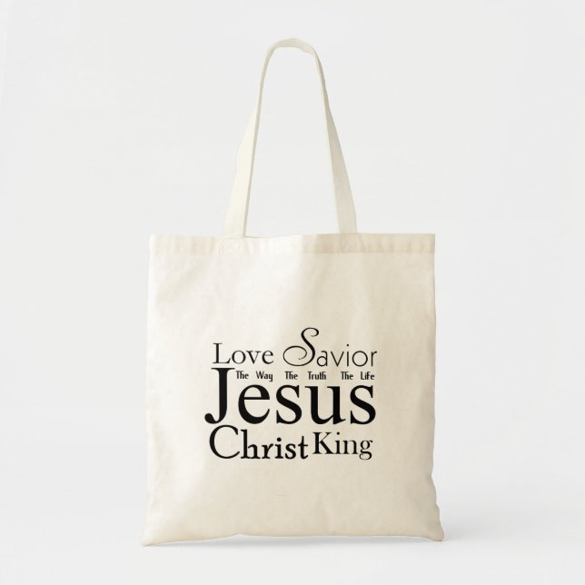 Kristna titlar på Jesus Tote Bag Tygkasse (Framsidan)
