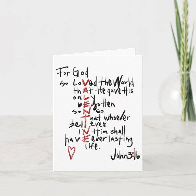Kristna Valentineser John 3_16 för Gud, så älskade Kort (Framsida)