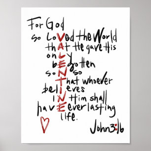 Kristna Valentineser John 3_16 för Gud, så älskade Poster