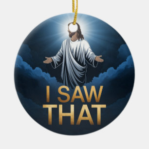 Kristne Jesus ser på dig, Jesus Jag Såg Det Julgransprydnad Keramik
