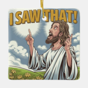 Kristne Jesus ser på dig, Jesus Jag Såg Det Julgransprydnad Keramik