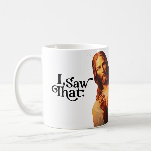 Kristne Jesus ser på dig, Jesus Jag Såg Det Kaffemugg (Vänster)