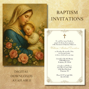 Kristolisk baptism: Christening Mary och Jesus Inbjudningar