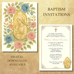 Kristolisk baptism: Christening Mary och Jesus Inbjudningar