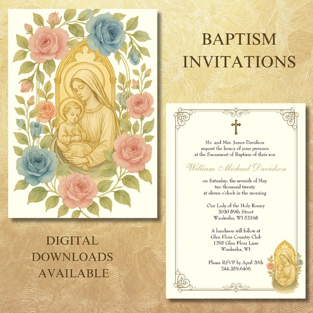 Kristolisk baptism: Christening Mary och Jesus Inbjudningar (Skapare uppladdad)