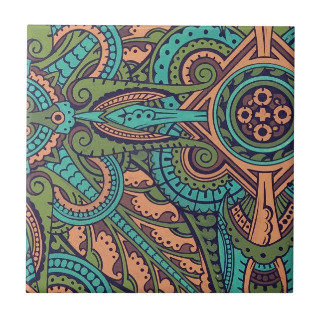 Kristopher dresser för art nouveau abstrakt mönste kakelplatta (Framsidan)