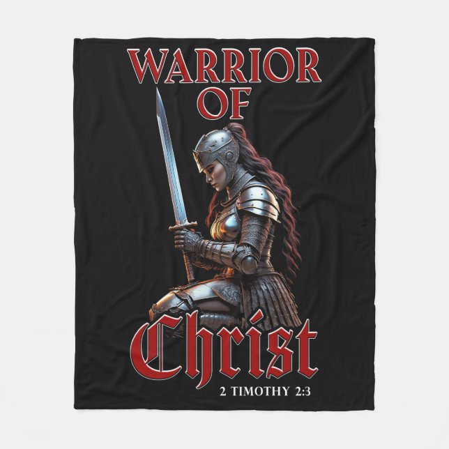 Kristus 2 Timothy 2:3 Christian Woman Warrior 2:3 Fleecefilt (Framsidan)
