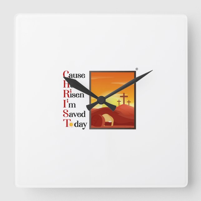 Kristus Acronym Square Wall Clock Fyrkantig Klocka (Framsida)
