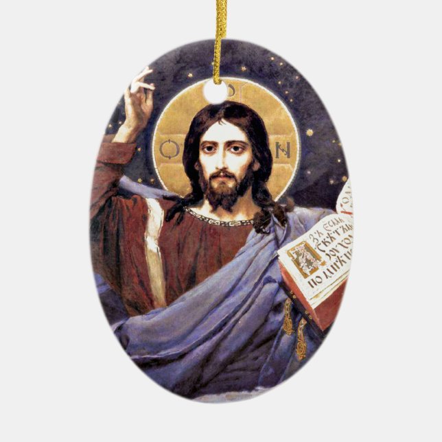 Kristus allsmäktighet, Viktor Vasnetsov-målning Julgransprydnad Keramik (Framsidan)