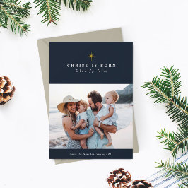 Kristus är Born Glorify honom religiösa jul Julkort