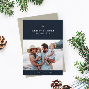 Kristus är Born Glorify honom religiösa jul Julkort