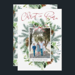 Kristus är Born Photo Winter Greenery Julkort<br><div class="desc">Kristus är Born Photo Winter Greenery Helgdag Card Den vackra vattenfärgen som förklarar Bra News of Kristus är säkert en favorit!</div>