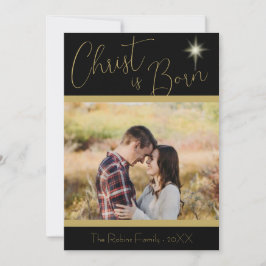 Kristus är Born Scripture Black Guld julstjärna Julkort