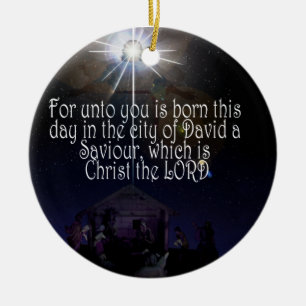 KRISTUS ÄR den FÖDDA PRYDNADLuke 2:11 Julgransprydnad Keramik