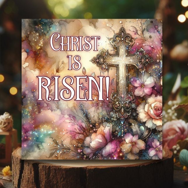 Kristus är Elegant Blommigt Watercolor Kor Julkort (Skapare uppladdad)