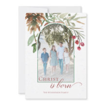 Kristus är född religiös snöig julfoto