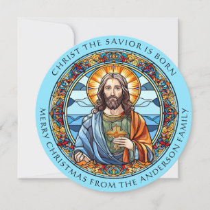 Kristus är född Religiösa jul Julkort