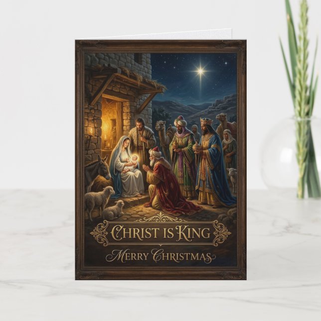 Kristus är Konung Julkatolsk jul Kort (Framsida)
