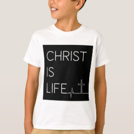 Kristus är Life Heartslag Line och Kor Boy's T Shirt