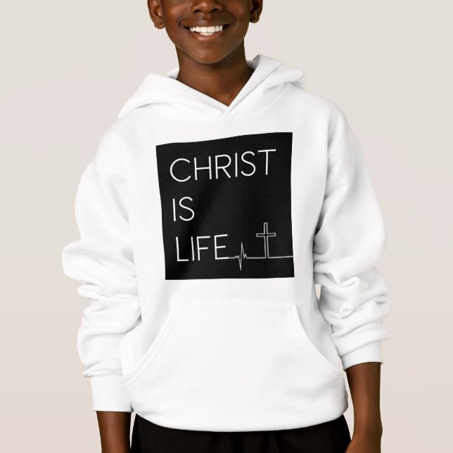 Kristus är Life Heartslag Line och Kor Boy's T Shirt (Framsida)
